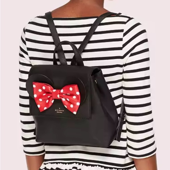 Kate Spade Disney Minnie Mouse Neema Black Backpack Red - Picture 3 of 13